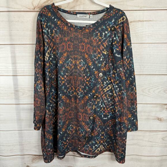 Avenue Bronze Glow Button Front Long Sleeve Blouse Size 2X - Picture 1 of 8
